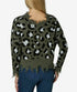 Polly & Esther Juniors' Destructed Animal-Print Sweater, Size L